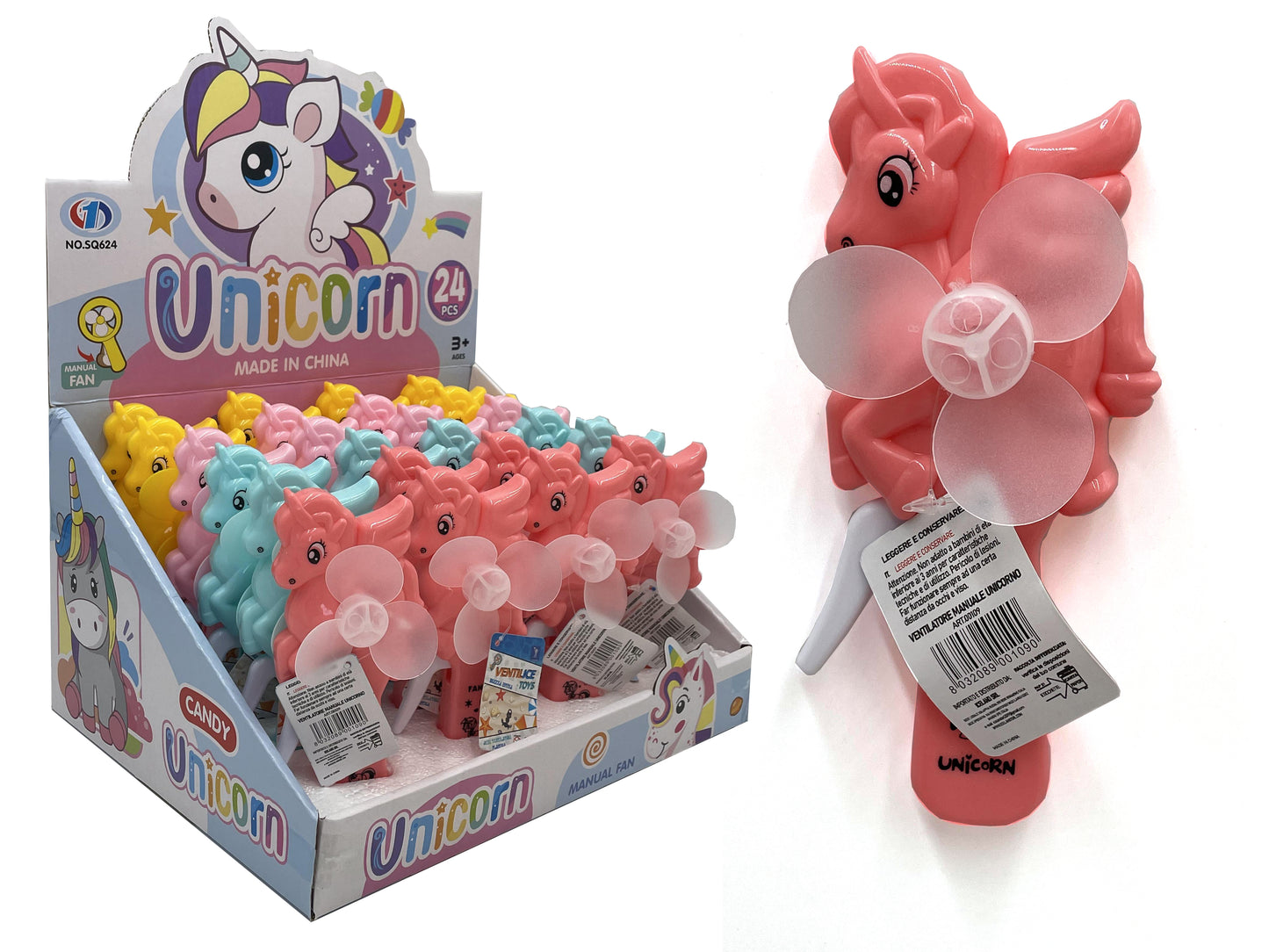 Ventilatore manuale unicorno