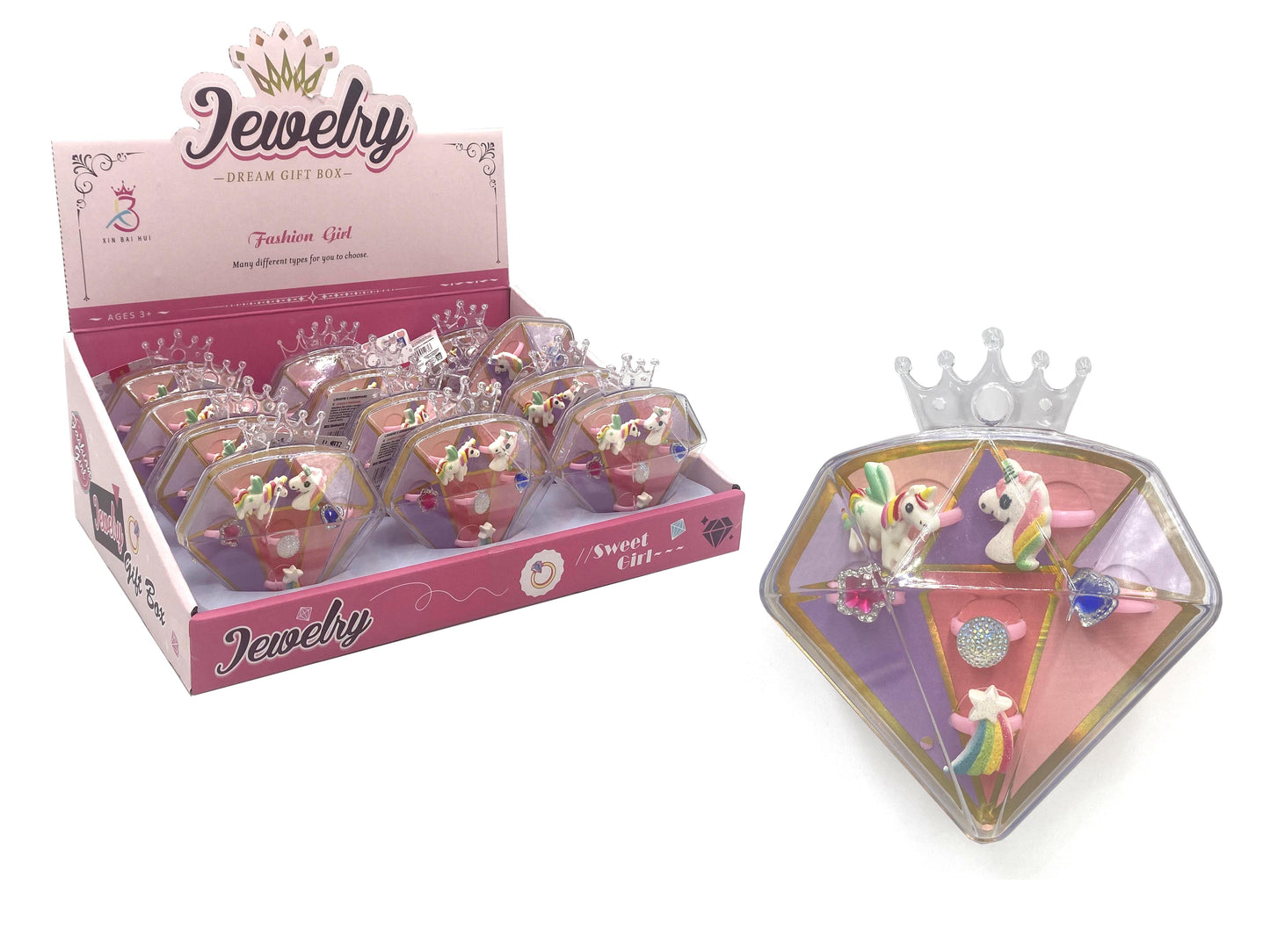 Box diamante anelli unicorni