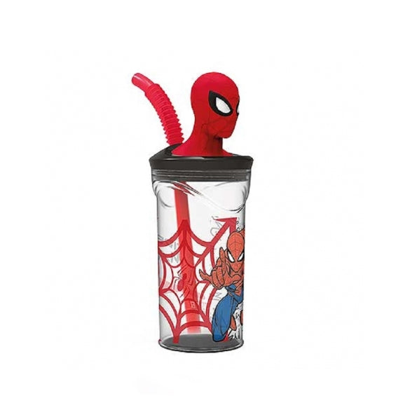 Bicchiere con cannuccia 3D Spiderman