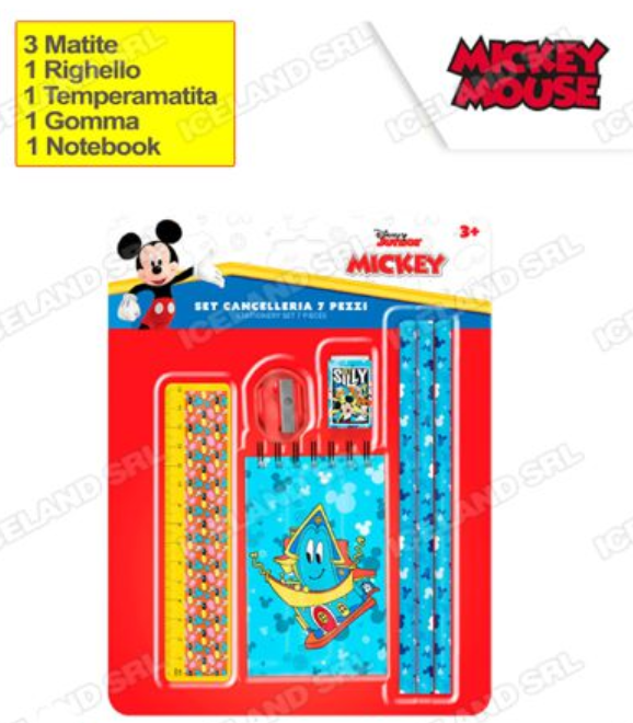 Set cancelleria 7pz in blister Topolino