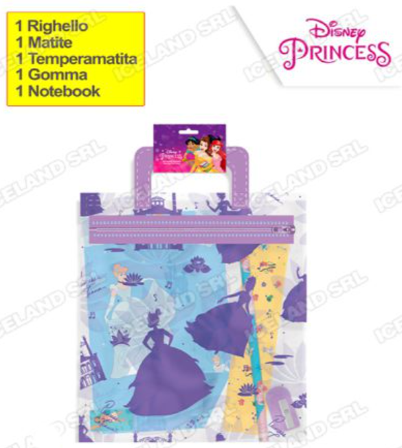 Set cancelleria in busta pvc con manico Princess