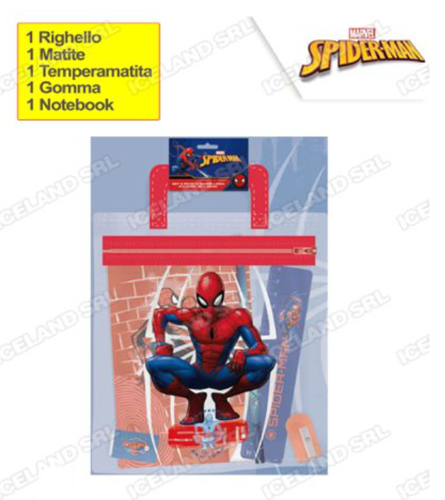 Set cancelleria in busta pvc con manico Spiderman