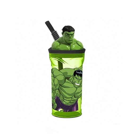 Bicchiere con cannuccia 3D Hulk