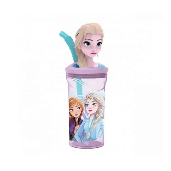 Bicchiere con cannuccia 3D Frozen