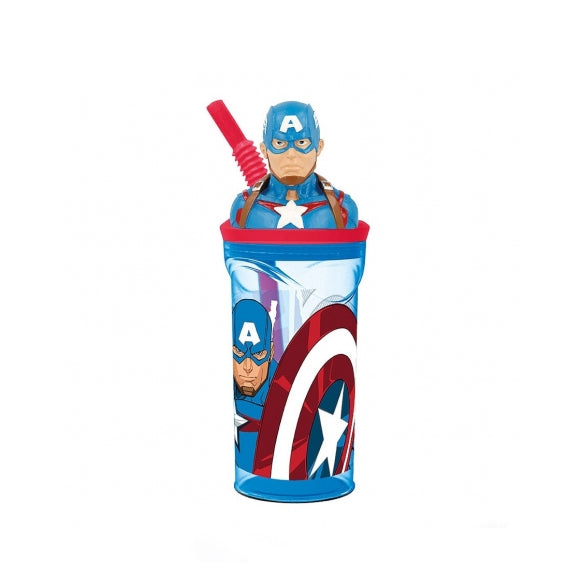 Bicchiere con cannuccia 3D Capitan America