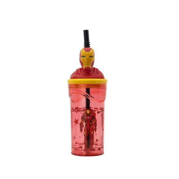 Bicchiere con cannuccia 3D Ironman