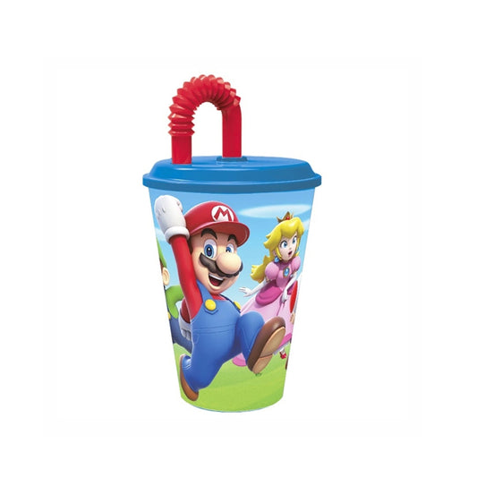 Bicchiere con cannuccia Super Mario