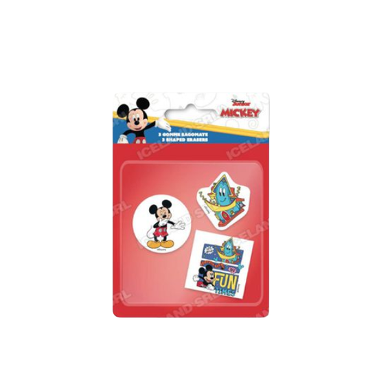 Gomme per cancellare 3pz. sagomate Topolino