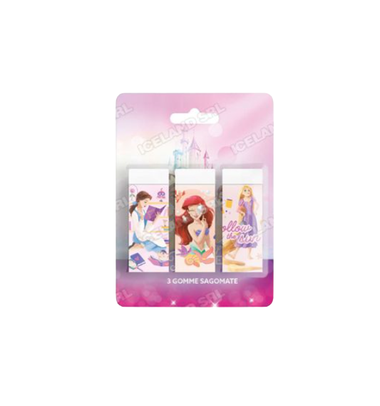 Gomme per cancellare 3pz. sagomate Princess