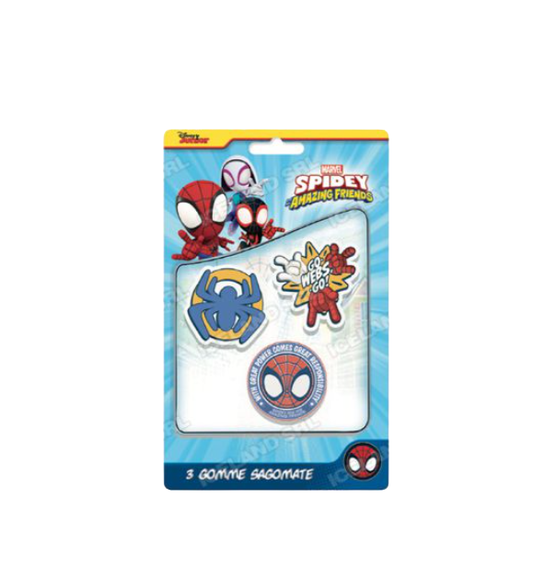 Gomme per cancellare 3pz. sagomate Spidey