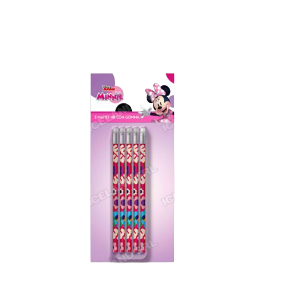 Matite 5pz. Blister Gomma MInnie
