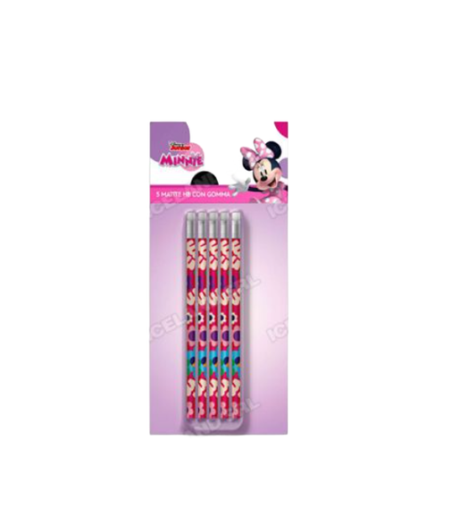 Matite 5pz. Blister Gomma MInnie