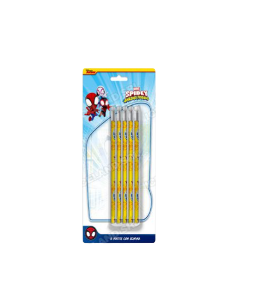 Matite 5pz. Blister Gomma Spidey