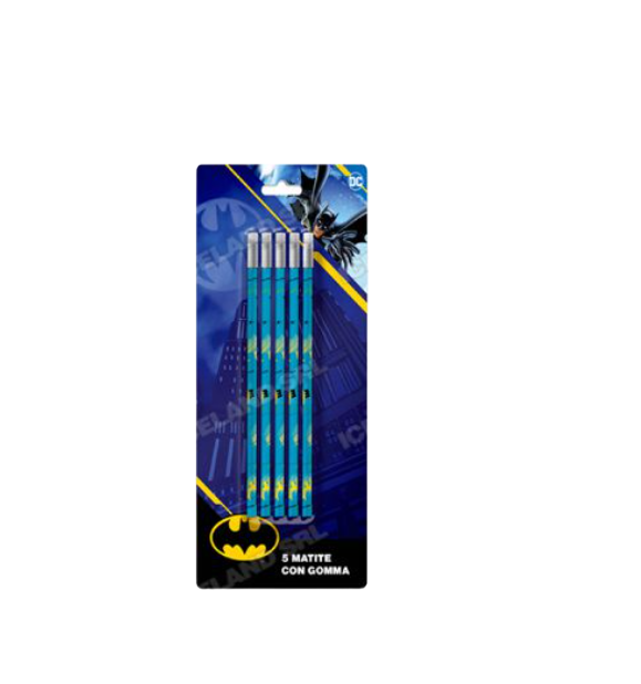 Matite 5pz. Blister Gomma Batman