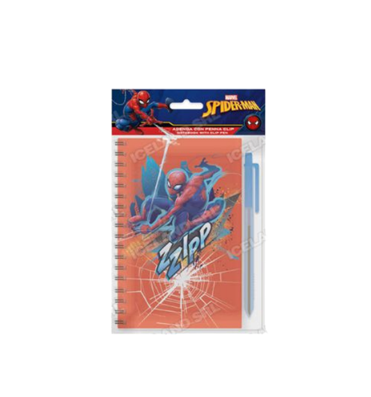 Agenda 14x11cm Con penna in busta Spiderman