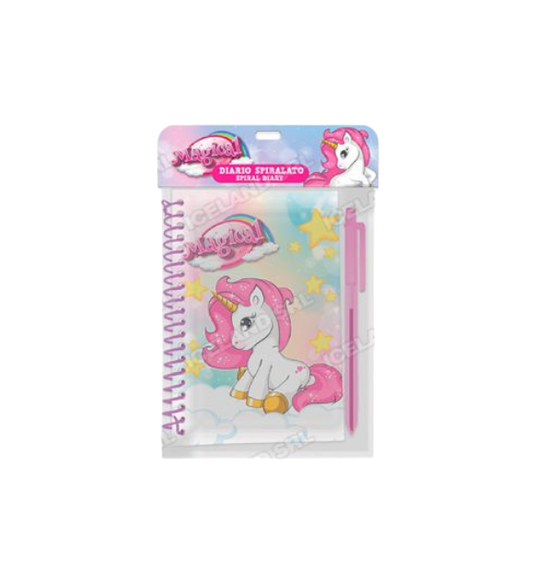 Agenda 14x11cm Con penna in busta Unicorno