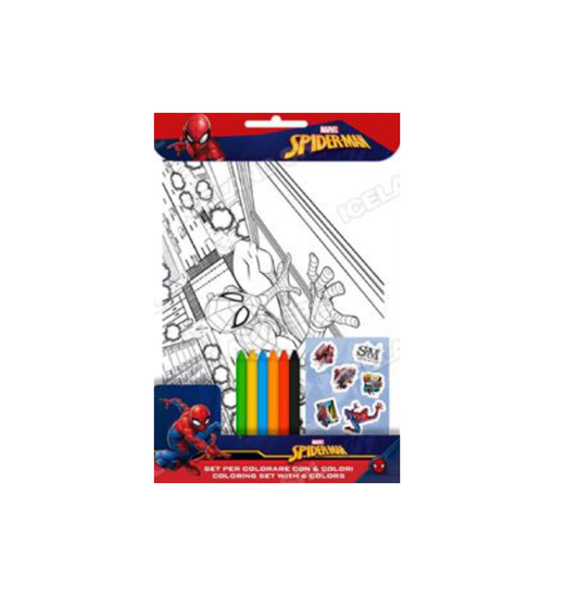 Set da colorare con 6 colori Spiderman