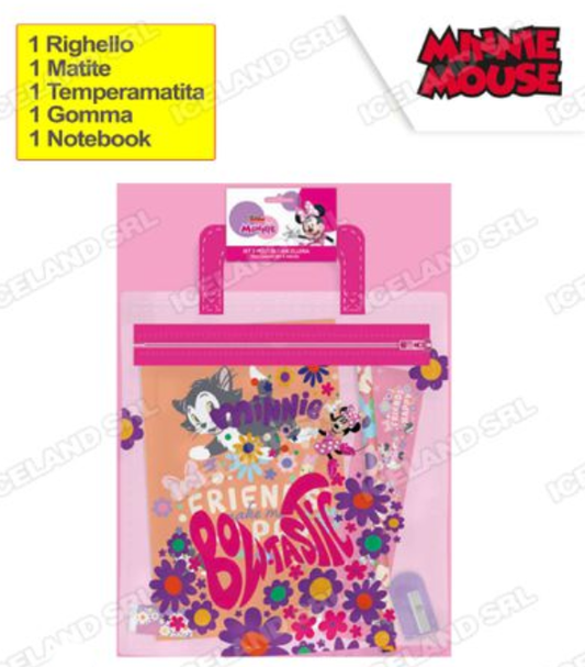 Set cancelleria in busta pvc con manico Minnie