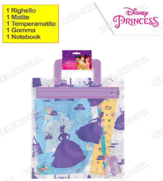 Set cancelleria in busta pvc con manico Princess