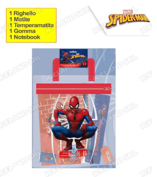 Set cancelleria in busta pvc con manico Spiderman