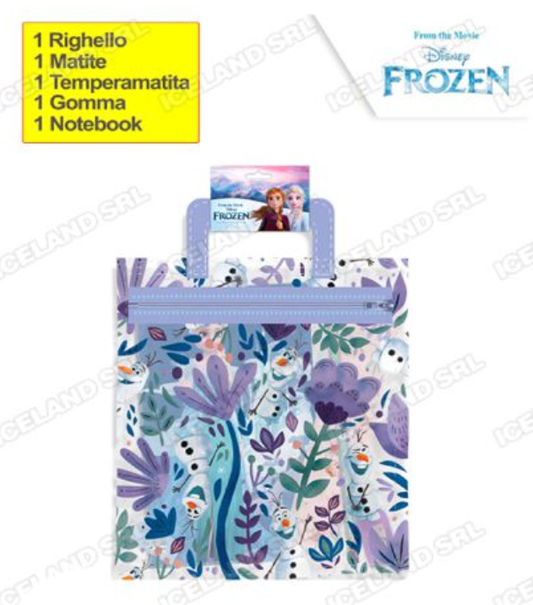 Set cancelleria in busta pvc con manico Frozen