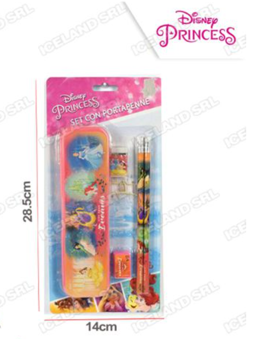 Set con portapenne 5pz Princess
