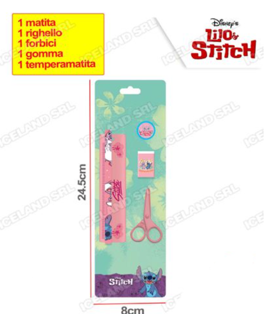 Set 5pz Cancelleria Stitch Girl